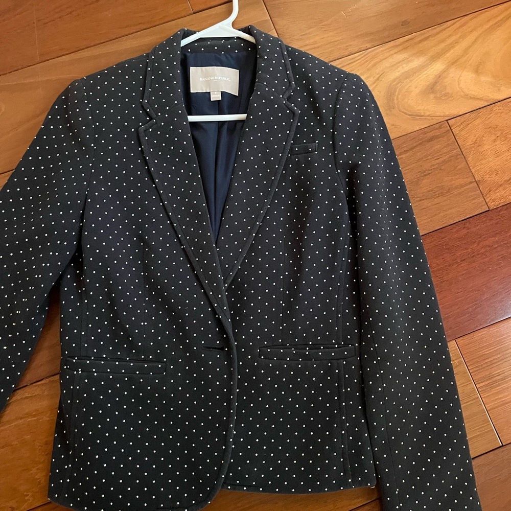 Banana Republic Navy Polka Dot Blazer